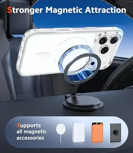 FNTCASE for iPhone 17 Pro-Max Case: Clear Magnetic Phone Cases with Screen Protector Compatible with Magsafe Slim Anti Yellowing Rugged Shockproof Protective Transparent Cell Cover (B-A White) - 4