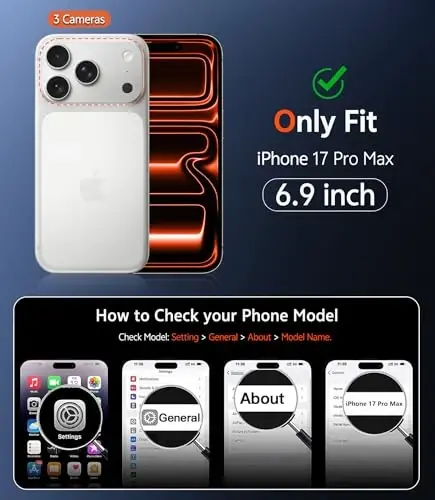 FNTCASE for iPhone 17 Pro-Max Case: Clear Magnetic Phone Cases with Screen Protector Compatible with Magsafe Slim Anti Yellowing Rugged Shockproof Protective Transparent Cell Phone Cover (B-Orange) - FNTCASE (1)