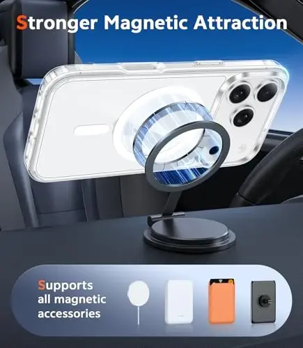 FNTCASE for iPhone 17 Pro-Max Case: Compatible with Magsafe Clear Magnetic Phone Cases Drop Proof Anti Yellowing Slim Shockproof Rugged Protective Transparent Cell Cover with Screen Protector(Clear) - 4