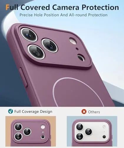 FNTCASE for iPhone 17 Pro Max Case: [Compatible with Magsafe] Integrated Silicone Phone Cases with [Full Camera Protection] [Screen Protector] Military Grade Shockproof Protective Cover - Full Purple - 4