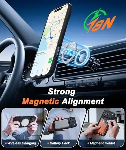 FNTCASE for iPhone 17 Pro Max Case: [Compatible with Magsafe] Solid Black Matte 17 Promax Magnetic Phone Cover with [Full Camera Protection] [Screen Protector] Military Grade Shockproof Protective - 3