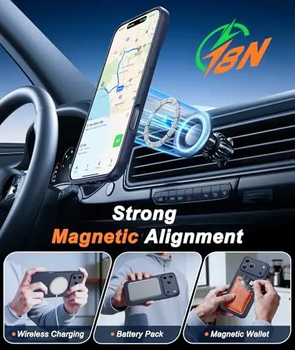 FNTCASE for iPhone 17 Pro Max Case: [Compatible with Magsafe] Solid Blue Matte 17 Promax Magnetic Phone Cover with [Full Camera Protection] [Screen Protector] Military Grade Shockproof Protective - 3