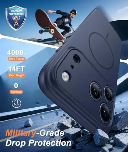 FNTCASE for iPhone 17 Pro Max Case: [Compatible with Magsafe] Solid Blue Matte 17 Promax Magnetic Phone Cover with [Full Camera Protection] [Screen Protector] Military Grade Shockproof Protective - 4