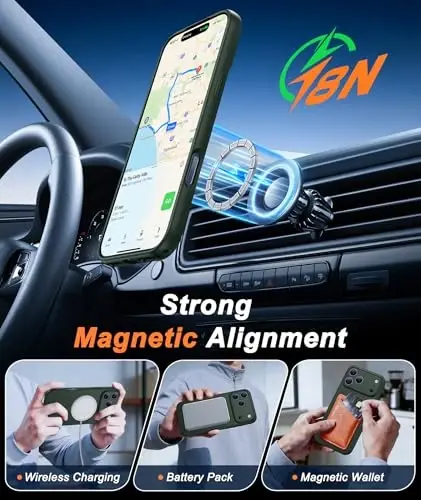 FNTCASE for iPhone 17 Pro Max Case: [Compatible with Magsafe] Solid Green Matte 17 Promax Magnetic Phone Cover with [Full Camera Protection] [Screen Protector] Military Grade Shockproof Protective - 3