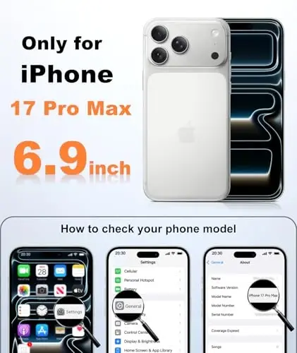 FNTCASE for iPhone 17 Pro Max Case: [Compatible with Magsafe] Solid Orange Matte 17 Promax Magnetic Phone Cover with [Full Camera Protection] [Screen Protector] Military Grade Shockproof Protective - 2