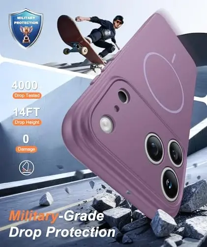 FNTCASE for iPhone 17 Pro Max Case: [Compatible with Magsafe] Solid Purple Matte 17 Promax Magnetic Phone Cover with [Full Camera Protection] [Screen Protector] Military Grade Shockproof Protective - 4