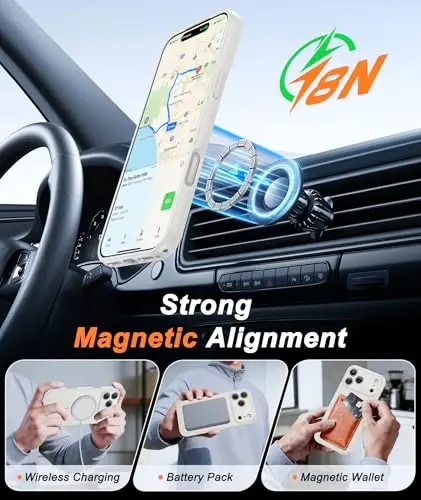 FNTCASE for iPhone 17 Pro Max Case: [Compatible with Magsafe] Solid White Matte 17 Promax Magnetic Phone Cover with [Full Camera Protection] [Screen Protector] Military Grade Shockproof Protective - 3