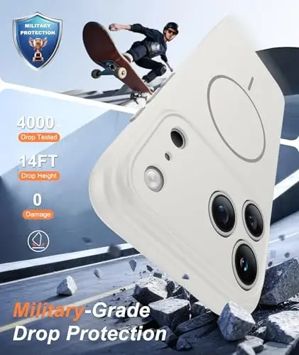 FNTCASE for iPhone 17 Pro Max Case: [Compatible with Magsafe] Solid White Matte 17 Promax Magnetic Phone Cover with [Full Camera Protection] [Screen Protector] Military Grade Shockproof Protective - 4