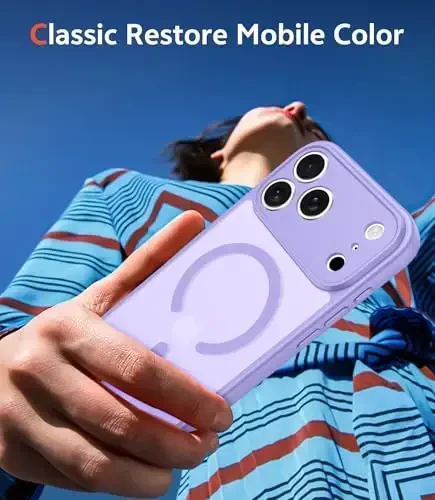 FNTCASE for iPhone 17 Pro-Max Case: Magnetic Matte Textured Military Grade Drop Protection Translucent Cell Phone Cover - Slim Rugged Durable Shockproof Protective Bumper Phonecase (C-Purple) - 7