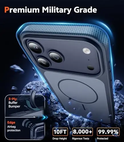 FNTCASE for iPhone 17 Pro-Max Case: Magnetic Phone Cases with Screen Protector Compatible with Magsafe Slim Rugged Shockproof Protective Dual-Tone Design‌ Cell Cover - 5