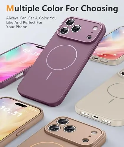 FNTCASE for iPhone 17 Pro Max Case: [Magsafe bilan mos keladi] [To'liq kamera muhofazasi] [Ekran himoyasi] Harbiy darajadagi zarbga chidamli himoya qopqog'i bilan birlashtirilgan silikon telefon g'iloflari - To'liq binafsha - 5