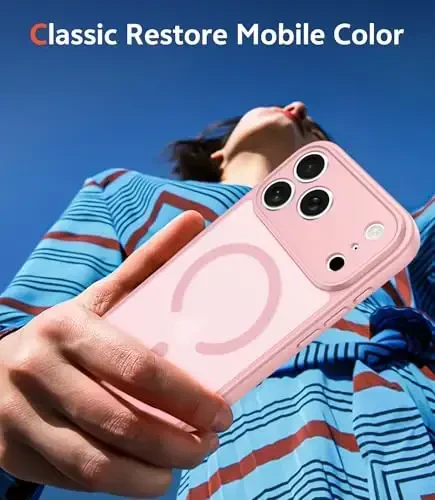 FNTCASE for iPhone 17 Pro-Max Case: Matte Magnetic Phone Cases with Screen Protector Compatible with Magsafe Slim Anti Yellowing Rugged Shockproof Protective Translucent Cell Phone Cover (C-Pink) - 7