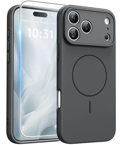 FNTCASE for iPhone 17 Pro Max G‘ilofasi: [Magsafe bilan mos keladi] [To‘liq kamera himoyasi] [Ekran himoyasi] Harbiy darajadagi zarbaga chidamli himoya qopqog‘i bilan jihozlangan silikon telefon g‘iloflari - To‘liq kulrang 
