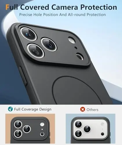 FNTCASE for iPhone 17 Pro Max G‘ilofasi: [Magsafe bilan mos keladi] [To‘liq kamera himoyasi] [Ekran himoyasi] Harbiy darajadagi zarbaga chidamli himoya qopqog‘i bilan jihozlangan silikon telefon g‘iloflari - To‘liq kulrang - 4
