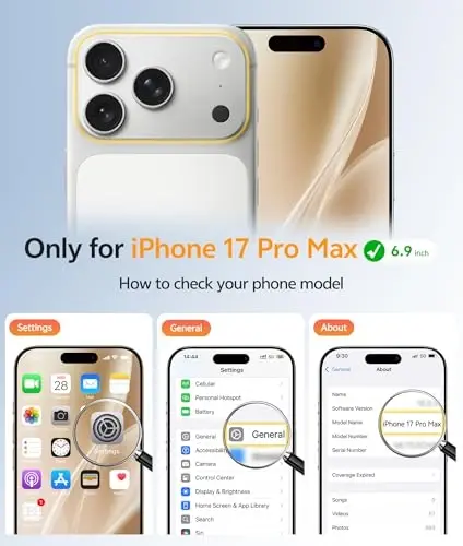 FNTCASE for iPhone 17 Pro Max Case, Fit for Magsafe, Screen Protector | Full Camera Protection, Translucent Matte, 14FT Military Grade Drop Proof, Shockproof Protective Phone Cover, Desert Gold - 2