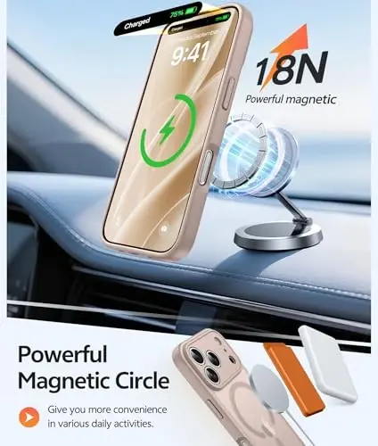 FNTCASE for iPhone 17 Pro Max Case, Fit for Magsafe, Screen Protector | Full Camera Protection, Translucent Matte, 14FT Military Grade Drop Proof, Shockproof Protective Phone Cover, Desert Gold - 3
