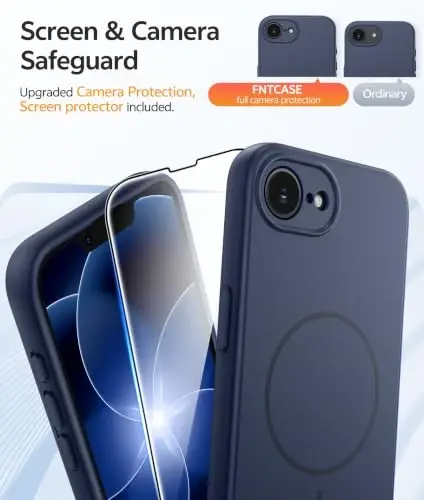 FNTCASE for iPhone 17e/ 16e Case, Fit for Magsafe, Blue | Screen Protector, Military Grade Drop Proof, Shockproof Protection Bumper, Protective Magnetic Phone Cover - 4