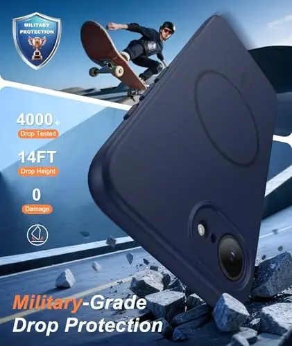 FNTCASE for iPhone 17e & iPhone 16e Case: [Compatible with Magsafe] Solid Matte Magnetic Phone Cover with [Full Camera Protection] [Screen Protector] Military Grade Shockproof Protective, Blue - 4