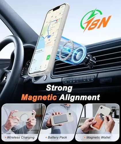 FNTCASE for iPhone 17e & iPhone 16e Case: [Compatible with Magsafe] Solid Matte Magnetic Phone Cover with [Full Camera Protection] [Screen Protector] Military Grade Shockproof Protective, White - 3