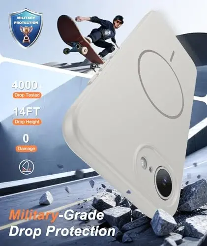 FNTCASE for iPhone 17e & iPhone 16e Case: [Compatible with Magsafe] Solid Matte Magnetic Phone Cover with [Full Camera Protection] [Screen Protector] Military Grade Shockproof Protective, White - 4