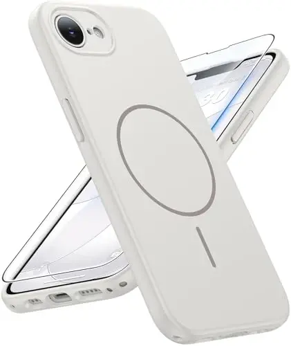 FNTCASE for iPhone 17e Case: [Compatible with Magsafe] Solid Matte 17e/16e Magnetic Phone Cover with [Full Camera Protection] [Screen Protector] Military Grade Shockproof Protective 6.1inch - 1