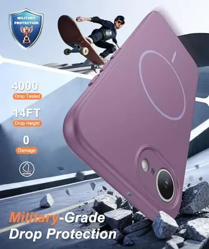 FNTCASE for iPhone 17e & iPhone 16e Case: [Compatible with Magsafe] Solid Matte Magnetic Phone Cover with [Full Camera Protection] [Screen Protector] Military Grade Shockproof Protective, Lavender - 4
