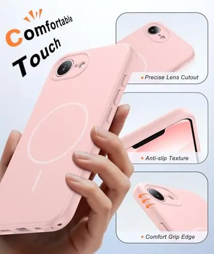 FNTCASE for iPhone 17e & iPhone 16e Case: [Compatible with Magsafe] Solid Matte Magnetic Phone Cover with [Full Camera Protection] [Screen Protector] Military Grade Shockproof Protective, Pink - 5