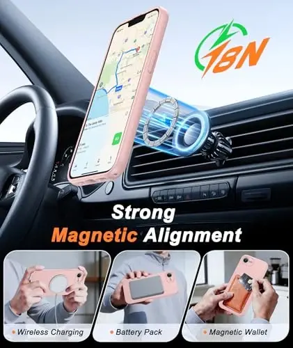 FNTCASE for iPhone 17e Case: [Compatible with Magsafe] Solid Matte 17e/16e Magnetic Phone Cover with [Full Camera Protection] [Screen Protector] Military Grade Shockproof Protective 6.1inch - 3