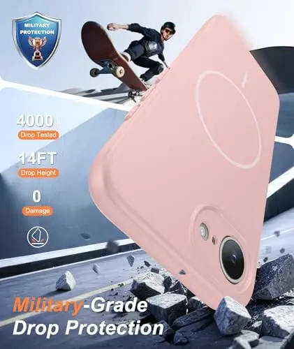 FNTCASE for iPhone 17e Case: [Compatible with Magsafe] Solid Matte 17e/16e Magnetic Phone Cover with [Full Camera Protection] [Screen Protector] Military Grade Shockproof Protective 6.1inch - 4