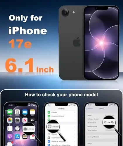 FNTCASE for iPhone 17e & iPhone 16e Case: [Compatible with Magsafe] Solid Matte Magnetic Phone Cover with [Full Camera Protection] [Screen Protector] Military Grade Shockproof Protective, Black - 2