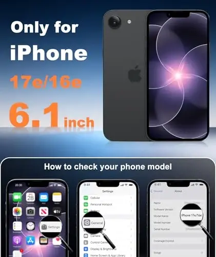 FNTCASE for iPhone 17e & iPhone 16e Case: [Compatible with Magsafe] Solid Matte Magnetic Phone Cover with [Full Camera Protection] [Screen Protector] Military Grade Shockproof Protective, Black - 2