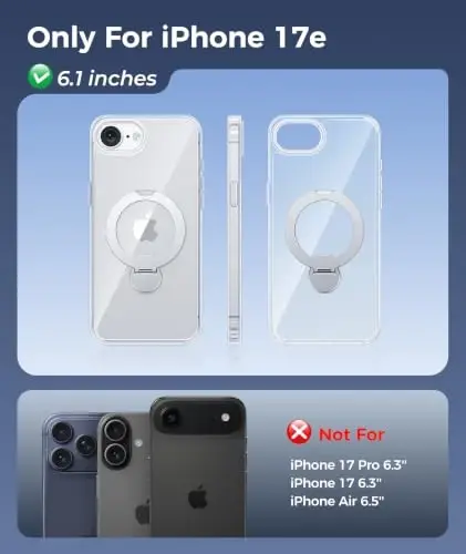 FNTCASE for iPhone 17e Case: iPhone 16e Phone Case [360 Spin Magnetic Stand] Compatible with Magsafe Screen Protector Clear Magnetic Phone Cases Anti Yellowing Shockproof Protective Phone Cover Clear - 2