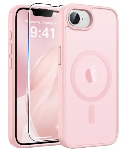 FNTCASE for iPhone 17e Case Pink: Translucent iPhone 16e Cases Compatible with MagSafe, Camera Protection & Tempered Glass Protector, 14FT Military Grade Drop Tested, Matte Skin-Friendly Cover - 1