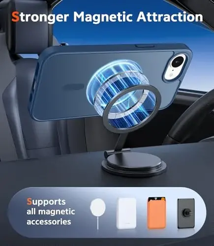 FNTCASE for iPhone 17e & iPhone 16e Case Matte: Magnetic Phone Cases with Screen Protector Drop Proof Compatible with Magsafe Slim Anti Yellowing Protective Translucent Cell Phone Cover (C-Blue) - 4