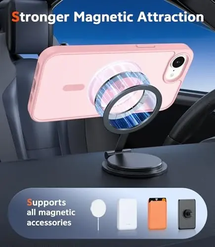 FNTCASE for iPhone 17e & iPhone 16e Case Matte: Magnetic Phone Cases with Screen Protector Drop Proof Compatible with Magsafe Slim Anti Yellowing Protective Translucent Cell Phone Cover (C-Pink) - 4