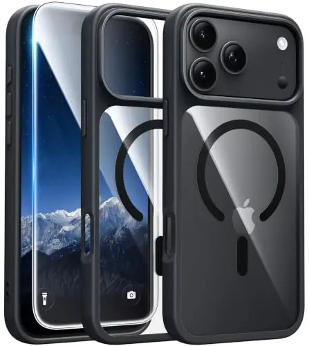 FNTCASE for iPhone 18 Pro Case / 17 Pro Case Clear with Screen Protector | Anti Yellowing, Compatible with Magsafe, Magnetic, Rugged Shockproof Protective, Transparent Cell Phone Cover - 1