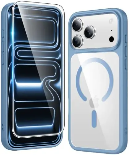 FNTCASE for iPhone 18 Pro Case / 17 Pro Case Clear with Screen Protector | Anti Yellowing, Compatible with Magsafe, Magnetic, Rugged Shockproof Protective, Transparent Cell Phone Cover - 1