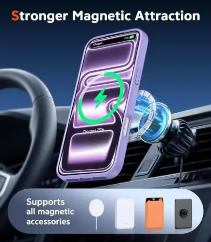 FNTCASE for iPhone 18 Pro Case / 17 Pro Case Matte with Screen Protector | Compatible with Magsafe, Slim, Anti Yellowing, Rugged Shockproof Protective, Translucent Cell Phone Cover - 4