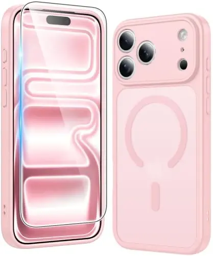 FNTCASE for iPhone 18 Pro Case / 17 Pro Case Matte with Screen Protector | Compatible with Magsafe, Slim, Anti Yellowing, Rugged Shockproof Protective, Translucent Cell Phone Cover - 1