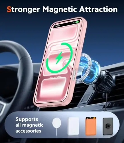 FNTCASE for iPhone 18 Pro Case / 17 Pro Case Matte with Screen Protector | Compatible with Magsafe, Slim, Anti Yellowing, Rugged Shockproof Protective, Translucent Cell Phone Cover - 4
