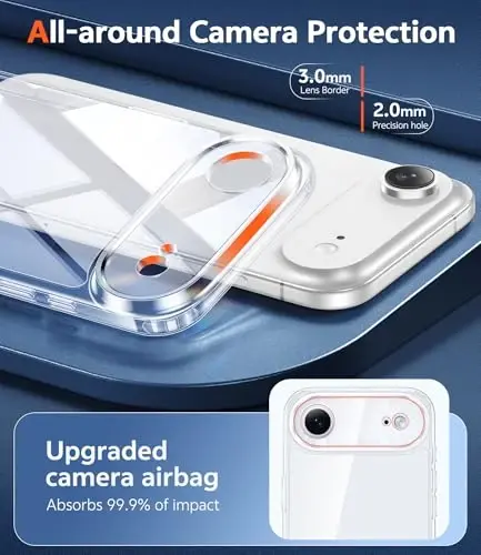 FNTCASE for iPhone Air Clear Case: Military Grade Drop Protection Anti Yellowing Cell Phone Cover - Rugged Shockproof Protective Bumper Transparent Phonecase - 3