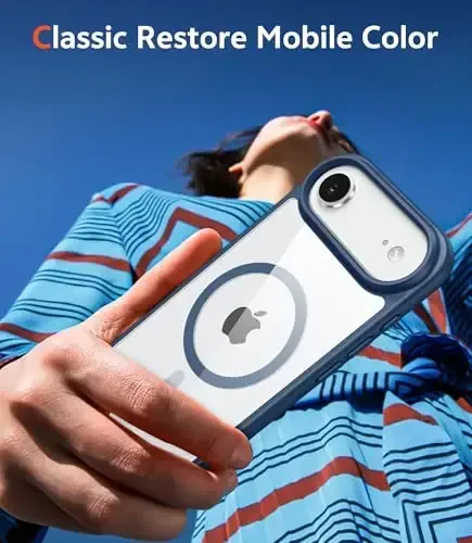 FNTCASE for iPhone Air Case Clear: Magnetic Phone Cases with Screen Protector Drop Proof Compatible with Magsafe Slim Anti Yellowing Rugged Shockproof Protective Transparent Cell Cover (B-Blue) - 7