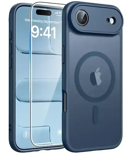 FNTCASE for iPhone Air Case: Magnetic Translucent Matte [Full Covered Camera Protection] [Screen Protector] Military Shockproof Slim Cover Drop Proof Protective 17 Air 2025 Phone Cases - Blue - 1