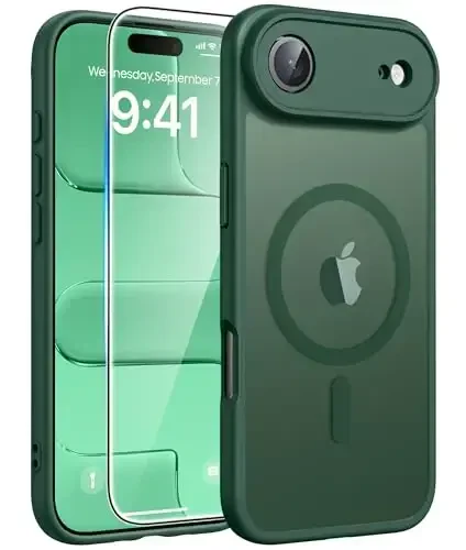 FNTCASE for iPhone Air Case: Magnetic Translucent Matte [Full Covered Camera Protection] [Screen Protector] Military Shockproof Slim Cover Drop Proof Protective 17 Air 2025 Phone Cases - Green 