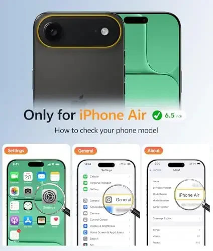 FNTCASE for iPhone Air Case: Magnetic Translucent Matte [Full Covered Camera Protection] [Screen Protector] Military Shockproof Slim Cover Drop Proof Protective 17 Air 2025 Phone Cases - Green - 2