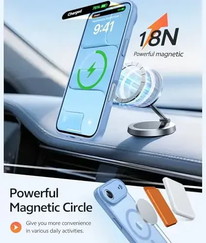 FNTCASE for iPhone Air Case: Magnetic Translucent Matte [Full Covered Camera Protection] [Screen Protector] Military Shockproof Slim Cover Drop Proof Protective 17 Air 2025 Phone Cases - Light Blue - 3