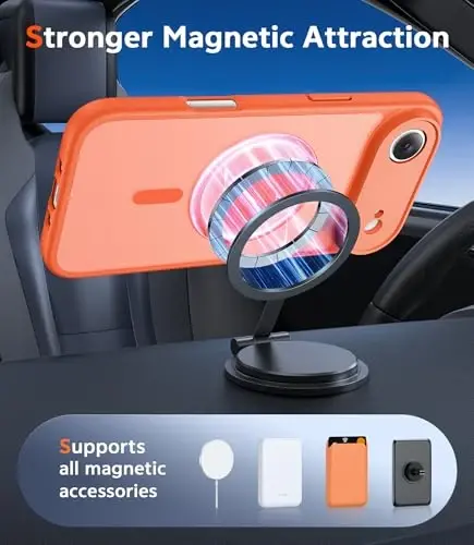 FNTCASE for iPhone Air Case Matte: Magnetic Phone Cases with Screen Protector Compatible with Magsafe Slim Anti Yellowing Rugged Shockproof Protective Translucent Cell Phone Cover (C-Orange) - 4