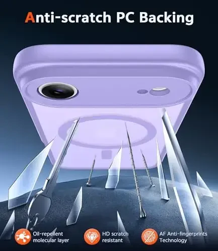 FNTCASE for iPhone Air Case Matte: Magnetic Translucent Matte [Full Covered Camera Protection] Military Grade Slim Cover Shockproof Protective Phone Cases (C-Purple) - 5