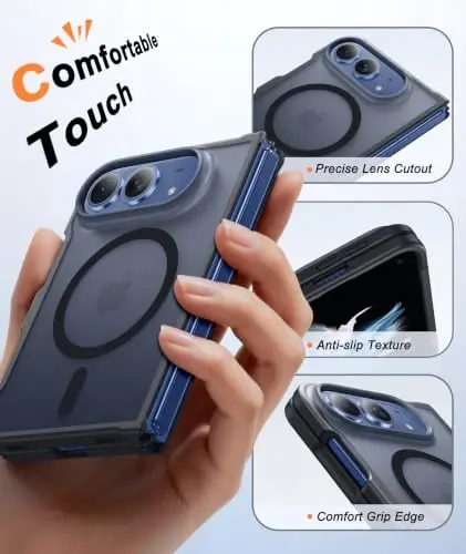 FNTCASE for iPhone Duo Case Black: Translucent Fit for MagSafe | With Screen Protector, Magnetic Camera Protection Slim Cases,18FT Military Grade Drop Tested - 6