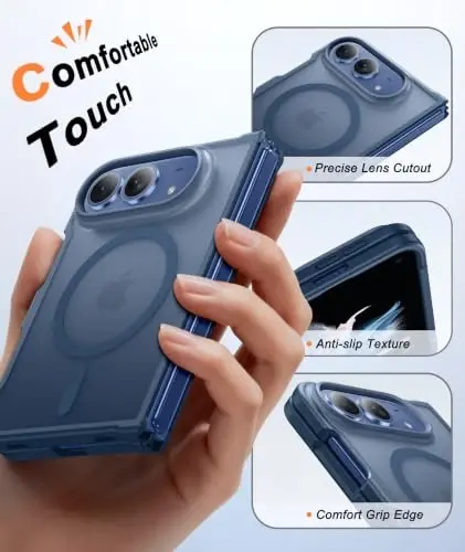 FNTCASE for iPhone Duo Case Blue: Translucent Fit for MagSafe | With Screen Protector, Magnetic Camera Protection Slim Cases,18FT Military Grade Drop Tested - 6
